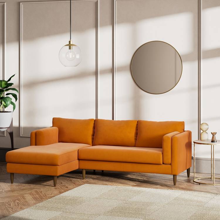 Habitat Newington Left Hand Corner Sofa - Orange - Dark Leg 0