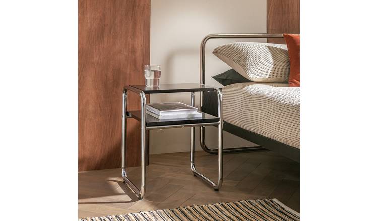 Habitat Albers Bedside Table - Black & Silver