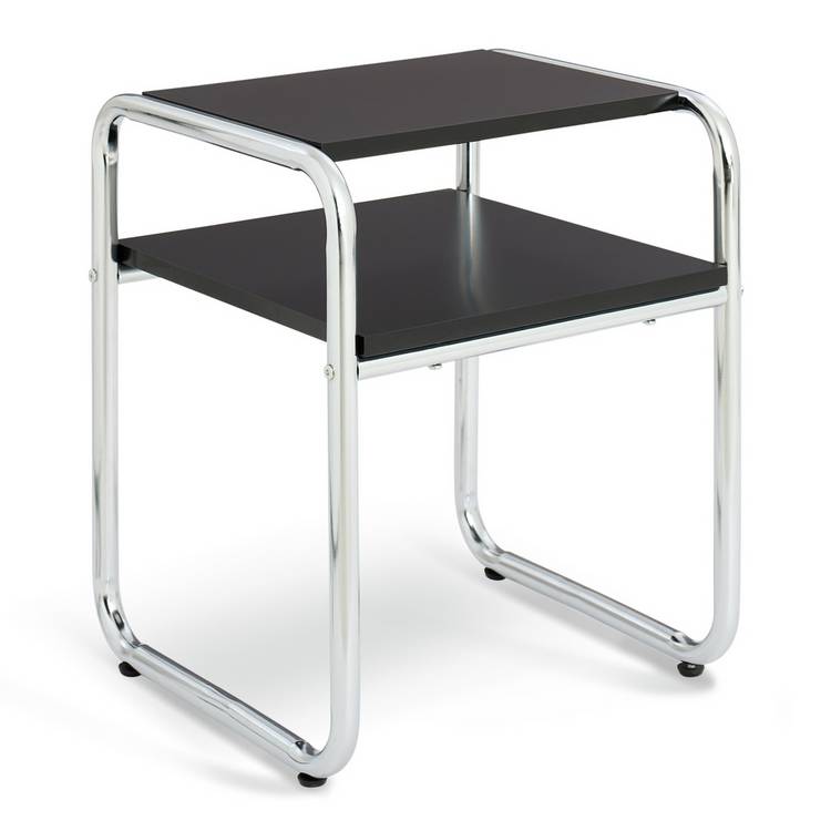 Habitat Albers Bedside Table - Black & Silver 0