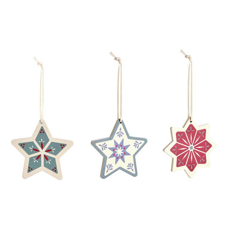 Habitat Pack of 6 Wooden Star Christmas Ornament 0