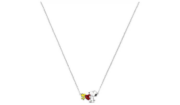 Peanuts Snoopy & Woodstock Heart Charm Necklace