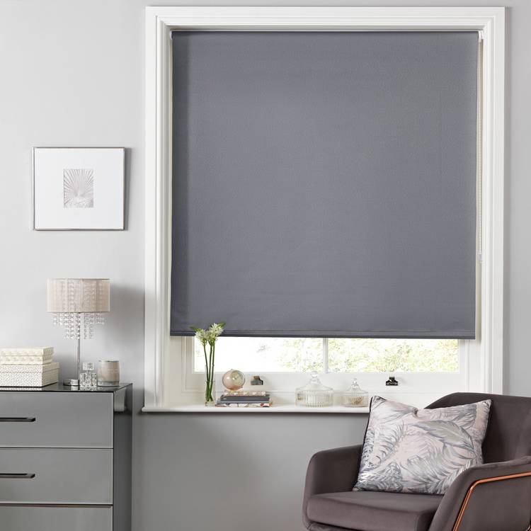 Argos Home Shimmer Blackout Grey Roller Blind - 120cm 0