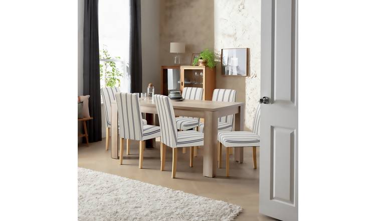 Argos Home Preston Wood Effect Dining Table & 6 White Chairs