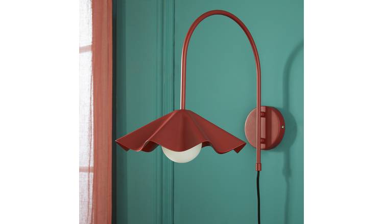 Habitat Yuno Pleat Arch Metal Wall Light - Red