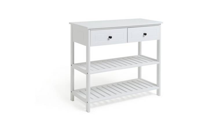 Entryway table deals with shelves