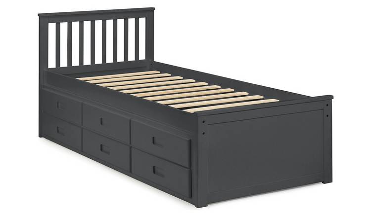 Julian Bowen Maisie Trundle Day Bed & 2 Mattresses- Charcoal