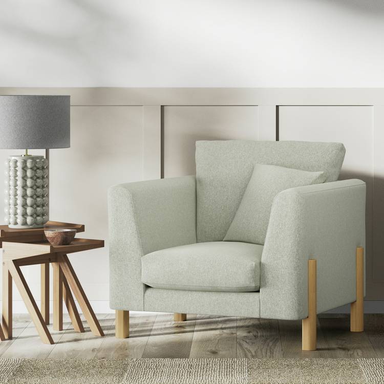Habitat Aston Fabric Armchair - Sage Green - Ash Leg 0