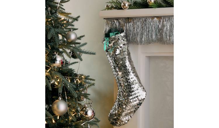 Habitat Silver Sequins Christmas Stocking 