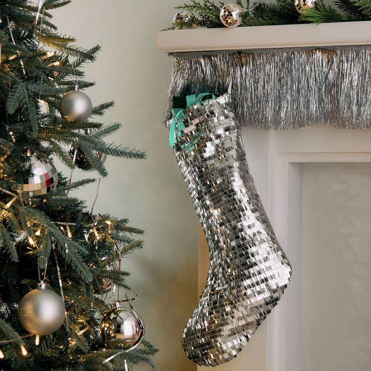 Habitat Silver Sequins Christmas Stocking  0