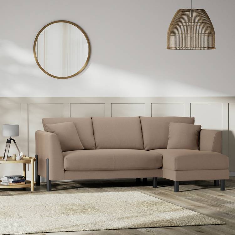 Habitat Aston Right Hand Corner Sofa - Biscuit - Black Leg 0