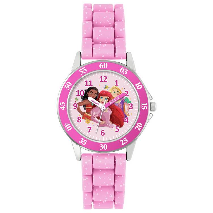 Disney Princess Pink Silicone Strap Time Teacher Watch 0