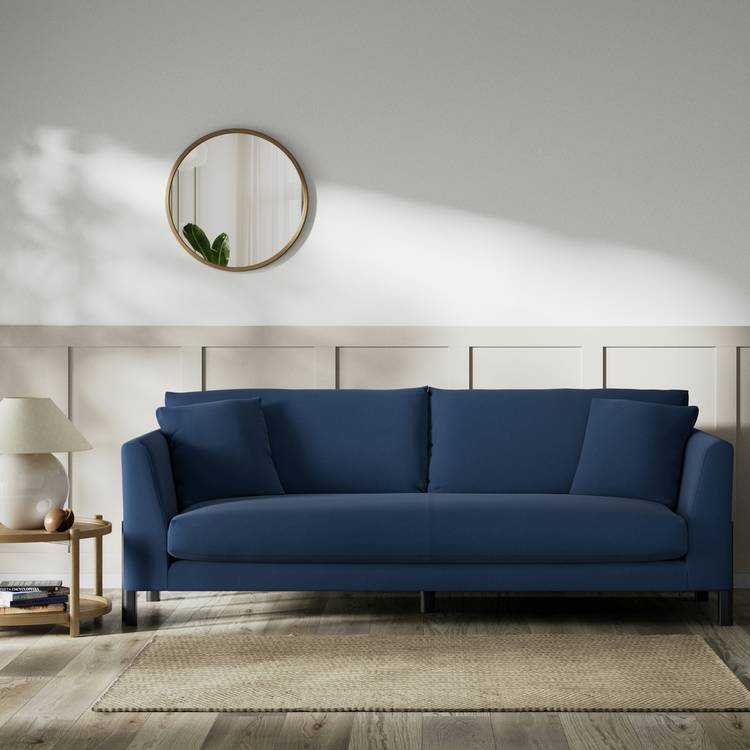 Habitat Aston Fabric 4 Seater Sofa - Navy Blue - Black Leg 0