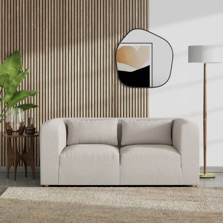 Habitat Lars Fabric 2 Seater Sofa - Stone - Ash Leg 0