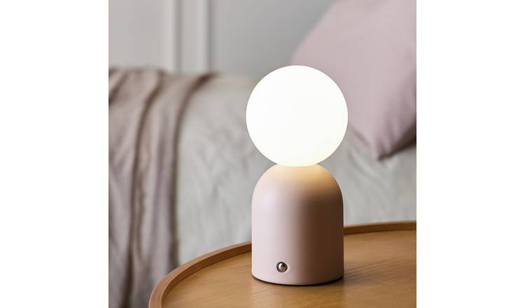 Habitat Steel Opal Ball Rechargeable LED Table Lamp - Pink