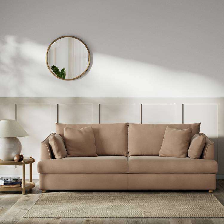 Habitat Holmfirth Velvet 4 Seater Sofa - Latte 0