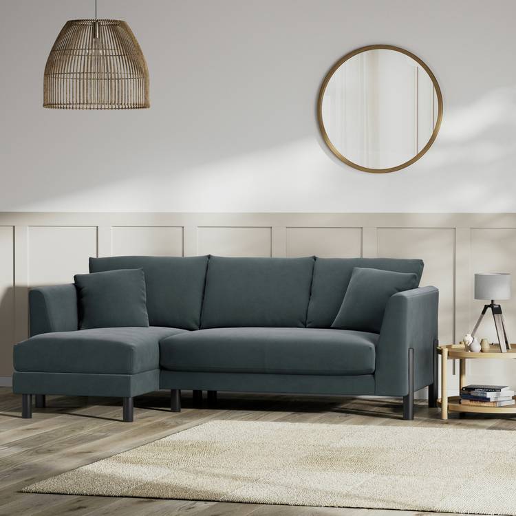 Habitat Aston Left Hand Corner Sofa - Charcoal - Black Leg 0