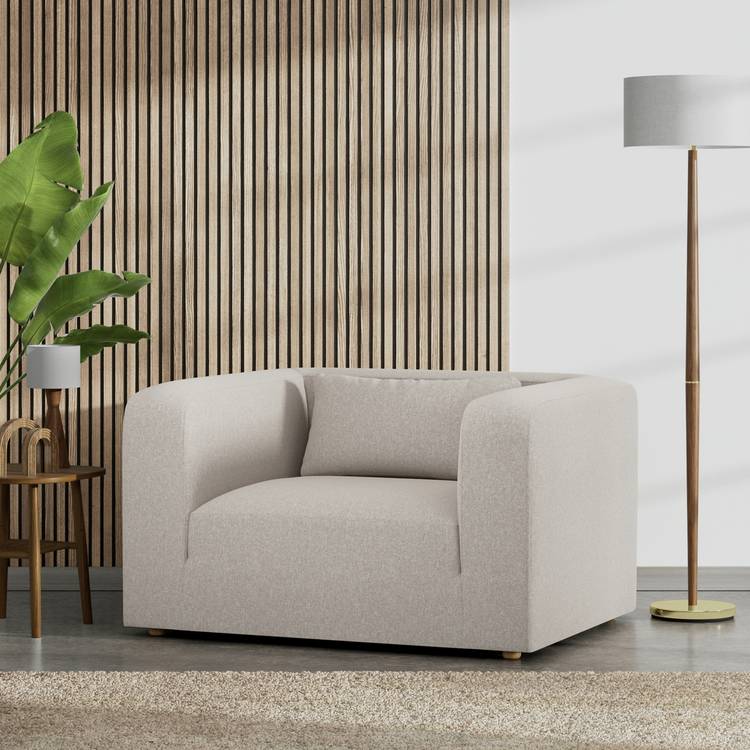Habitat Lars Fabric Cuddle Chair - Stone 0