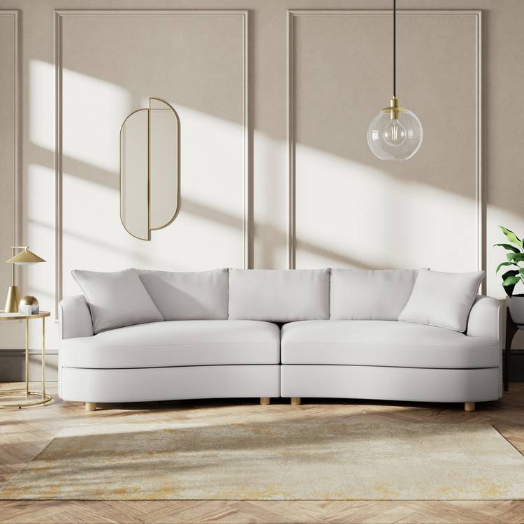 Habitat Sacha Fabric 4 Seater Sofa - Natural - Ash Leg 0