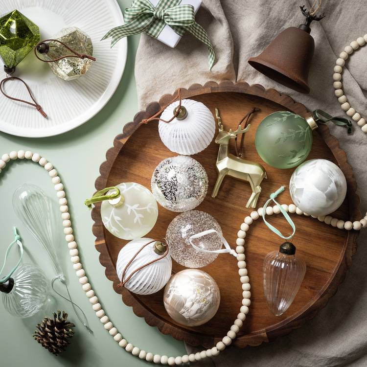 Habitat Pack Of 2 Beaded Christmas Baubles - White 0