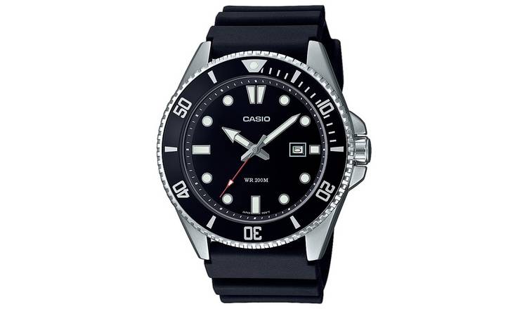 Casio Men's Stainless Steel Rotating Bezel Black Strap Watch