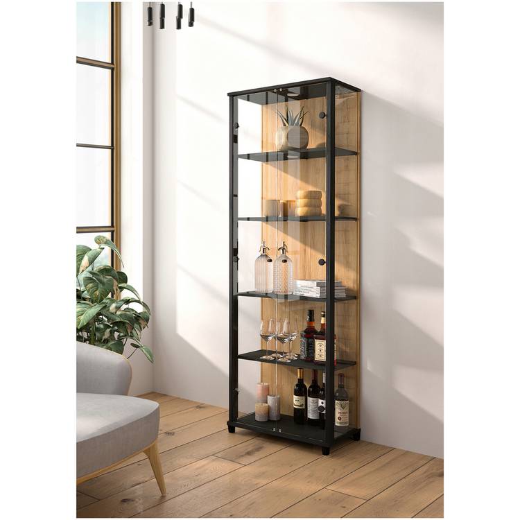 Argos Home Optima 2 Door Display Cabinet with Light - Oak 0