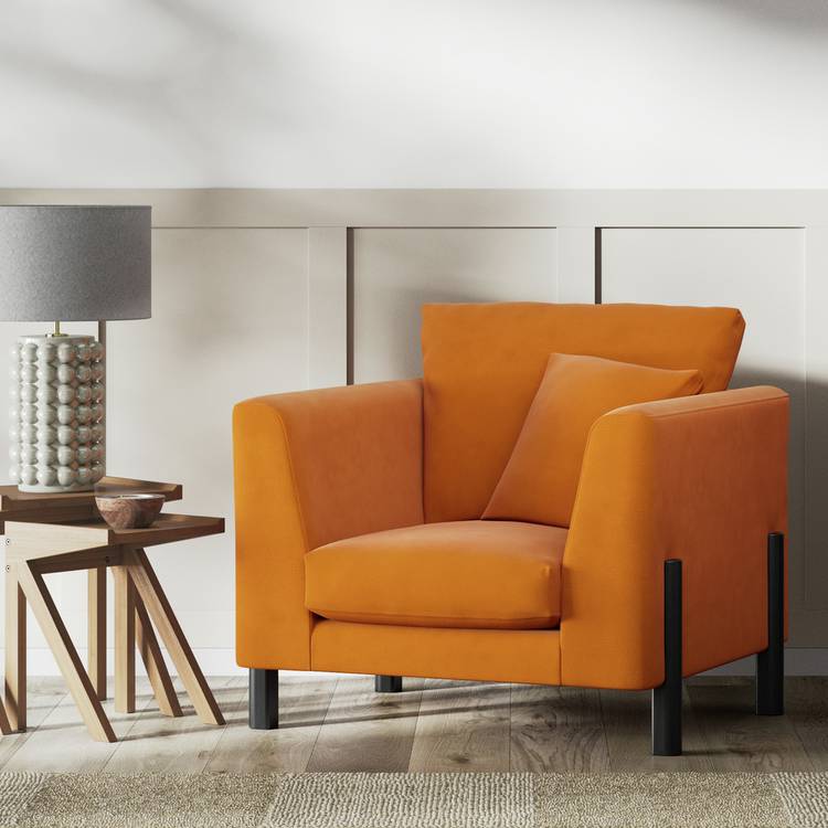 Habitat Aston Fabric Armchair - Orange - Black Leg 0