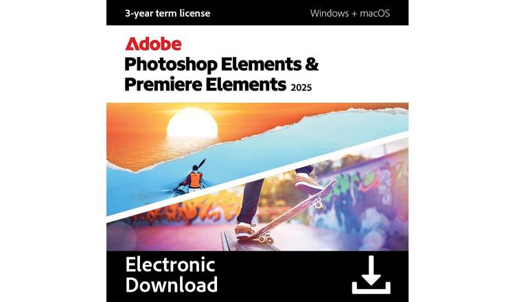 Adobe Photoshop 2025 & Premiere Elements 2025 1 User, 3 Yrs