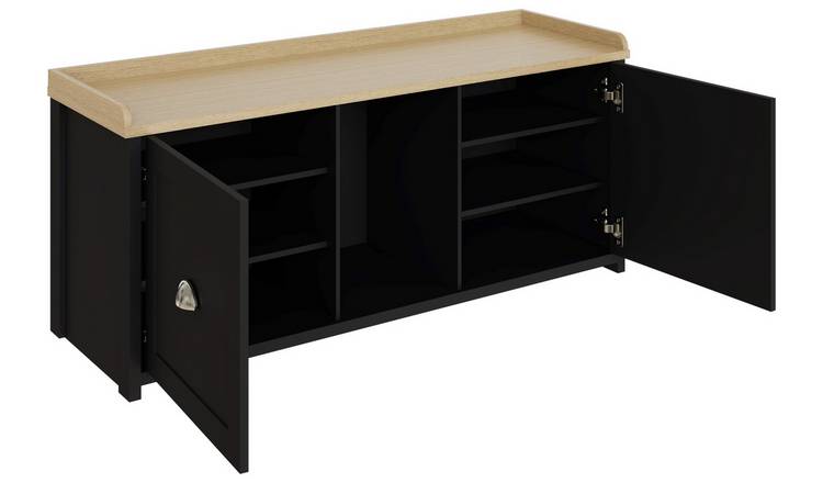 GFW Lancaster 2 Door Shoe Storage Bench - Black 