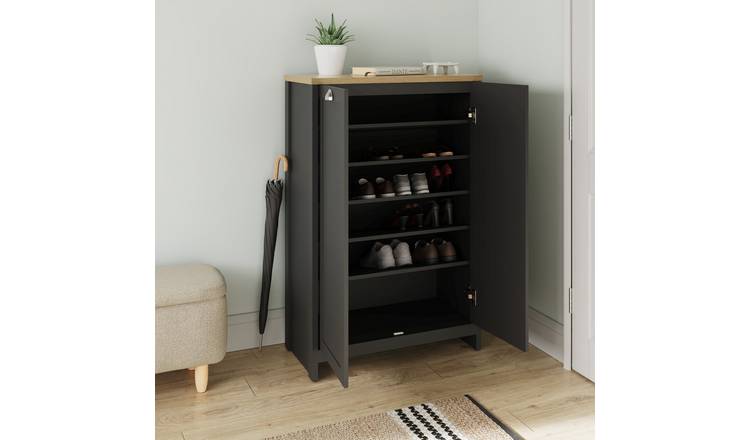 GFW Lancaster 2 Door Shoe Storage Cabinet - Black