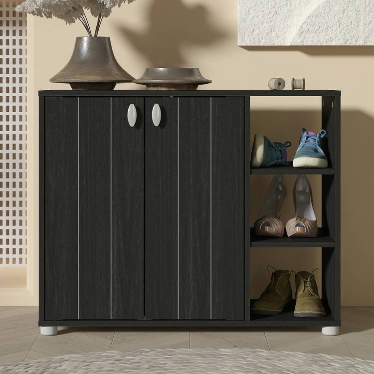 GFW Bideford 2 Door Shoe Storage Cabinet - Black 0