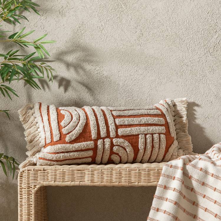 Habitat Tufted Cushion - Rust - 30x60cm 0