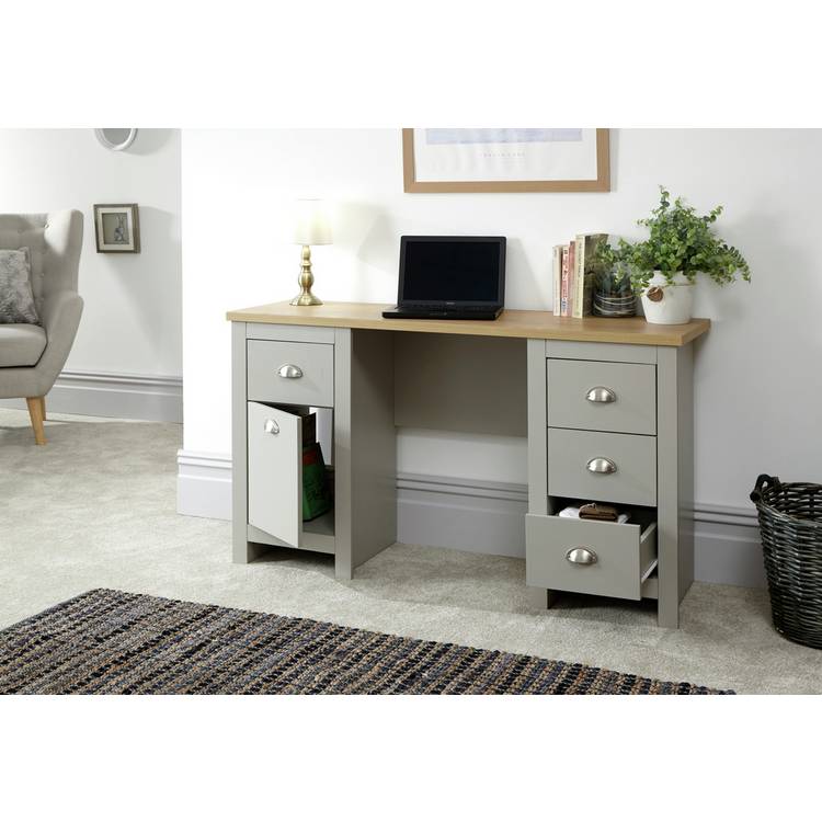 GFW Lancaster 4 Drawer Desk - Grey 0