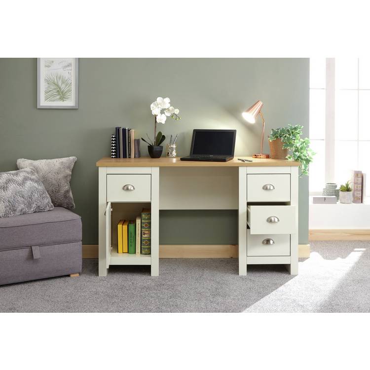 GFW Lancaster 4 Drawer Desk - Cream 0