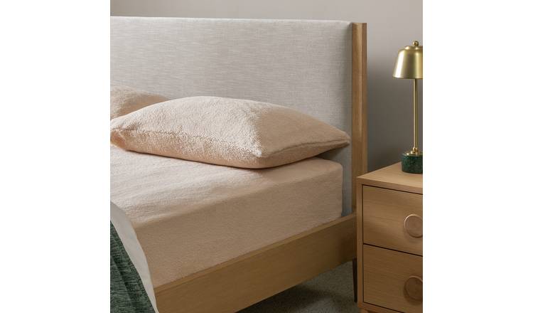 Argos Home Fleece Plain Cream Fitted Sheet - Double