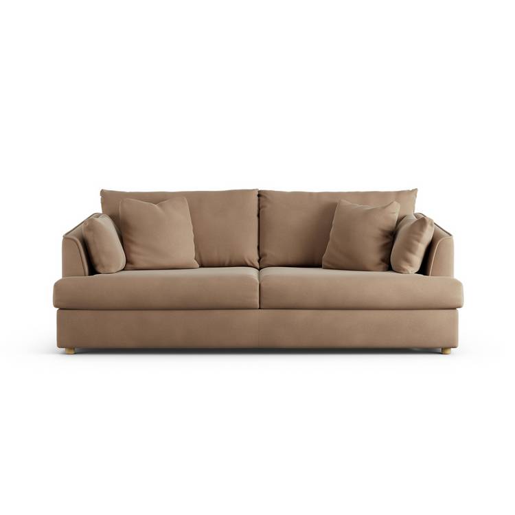 Habitat Holmfirth Velvet 3 Seater Sofa Bed - Latte -Ash Leg 0