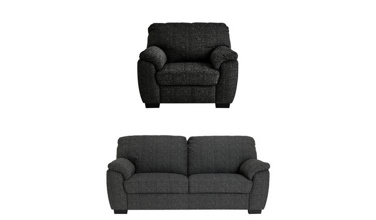 Argos Home Milano Fabric Chair & 3 Seater Sofa - Charcoal