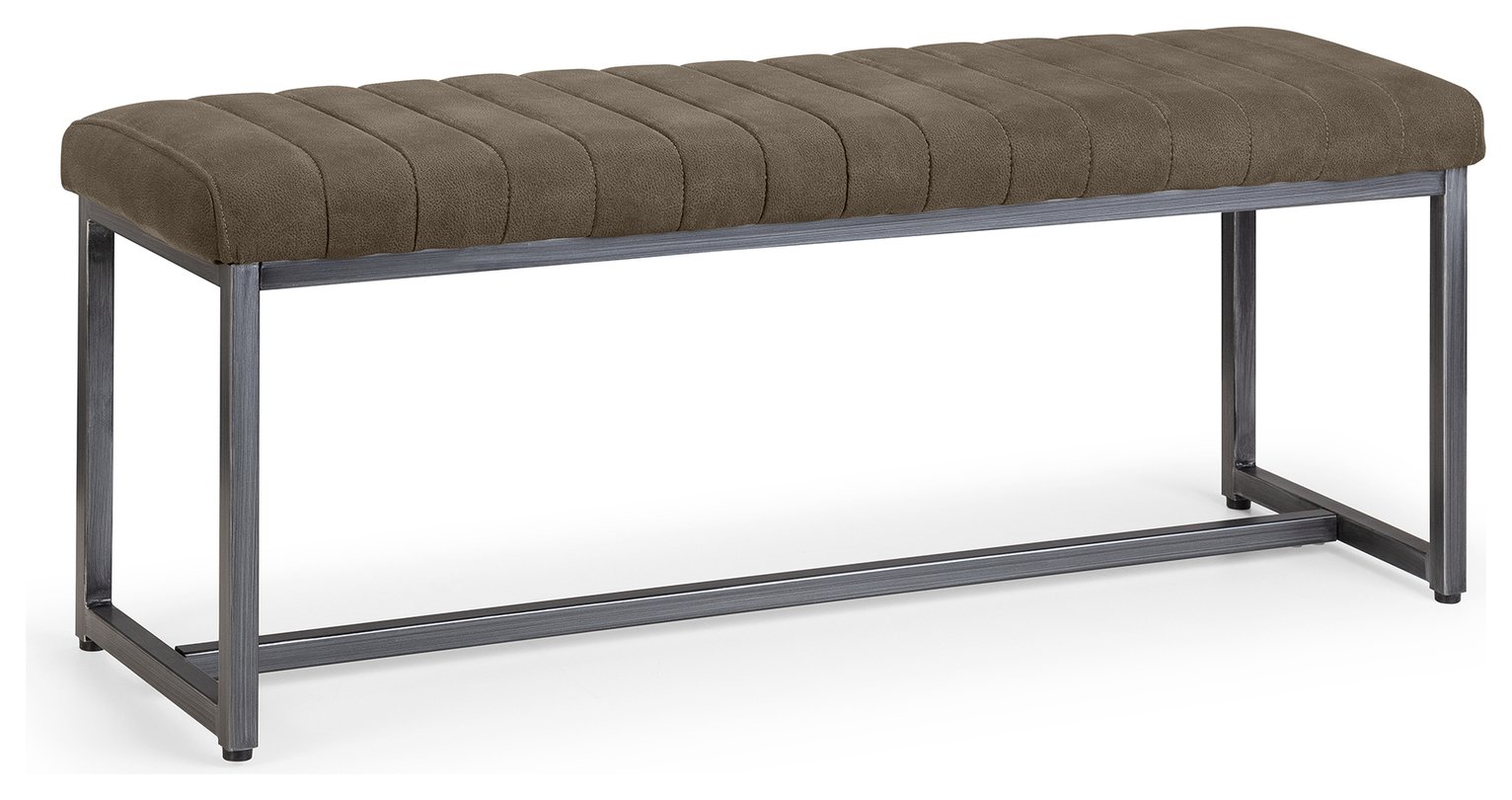 Julian Bowen Brooklyn Suede Effect Dining Bench - Charcoal