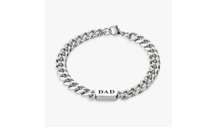 Revere Men Stainless Steel Silver Colour DAD Chain Bracelet