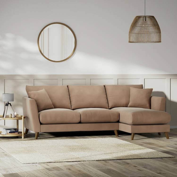 Habitat Lomond Right Hand Corner Sofa - Latte - Dark Leg 0