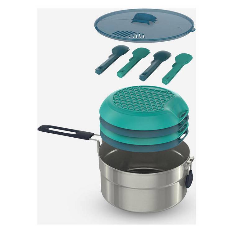 Decathlon Stainless Steel Camping Cook Set - 2.6L 0