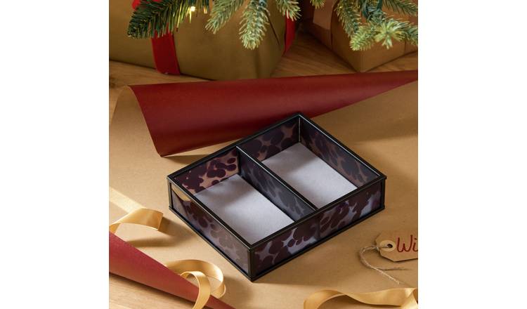 Argos Home Black Metallic Frame Open Glass Jewellery Box