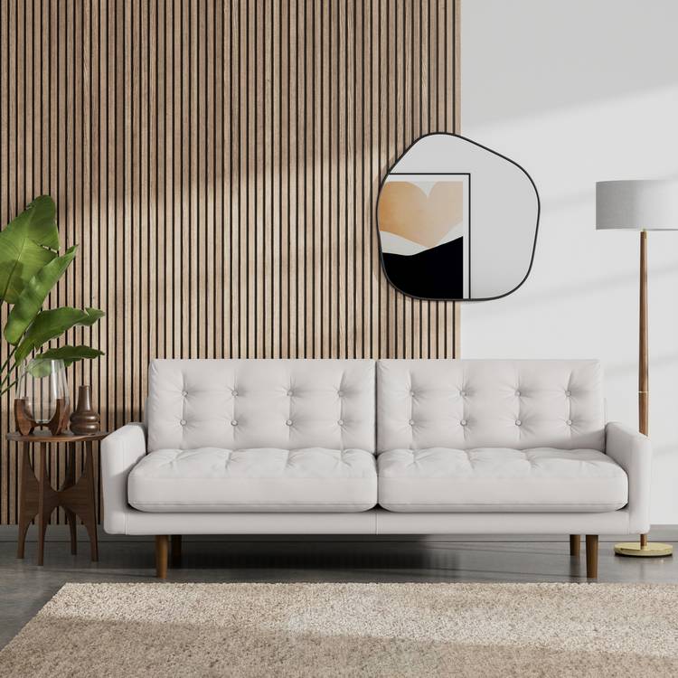 Habitat Fenner Fabric 3 Seater Sofa - Natural - Dark Leg 0