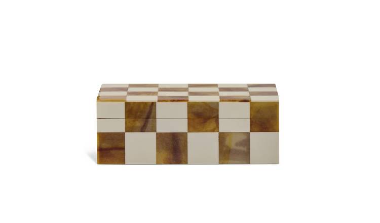  Habitat Checkered Trinket Box - Brown
