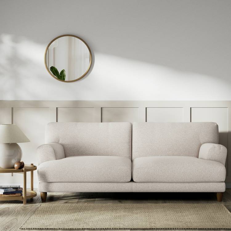 Habitat Askem Fabric 3 Seater Sofa - Natural - Dark Leg 0