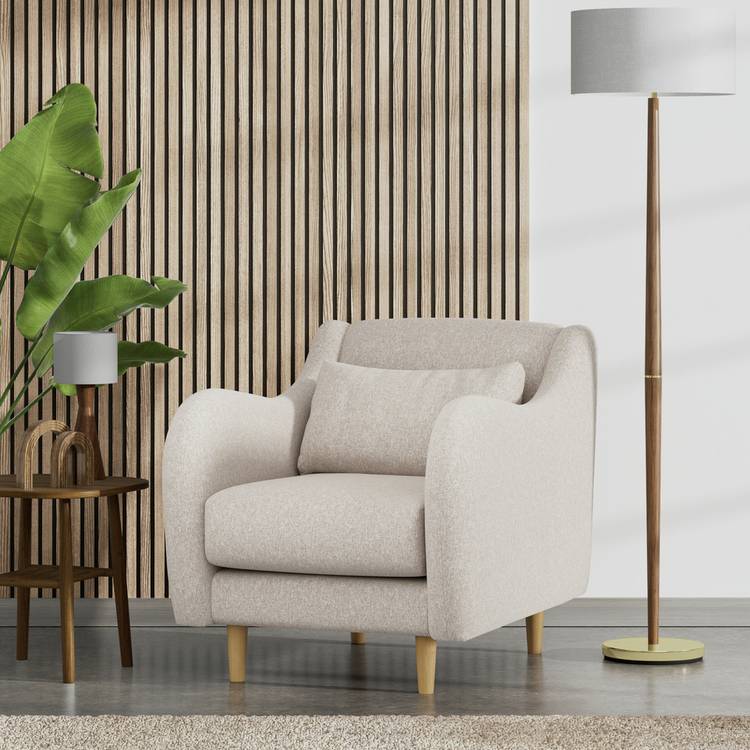 Habitat Turnmill Fabric Armchair - Natural - Ash Leg 0