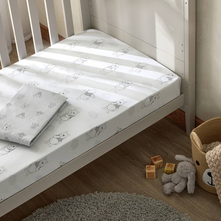 Disney Winnie The Pooh Twin Pack Nursery Fitted Sheet-Cotbed 0