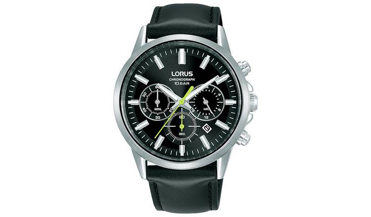 Lorus Chronograph Timepiece Black Leather Strap Watch