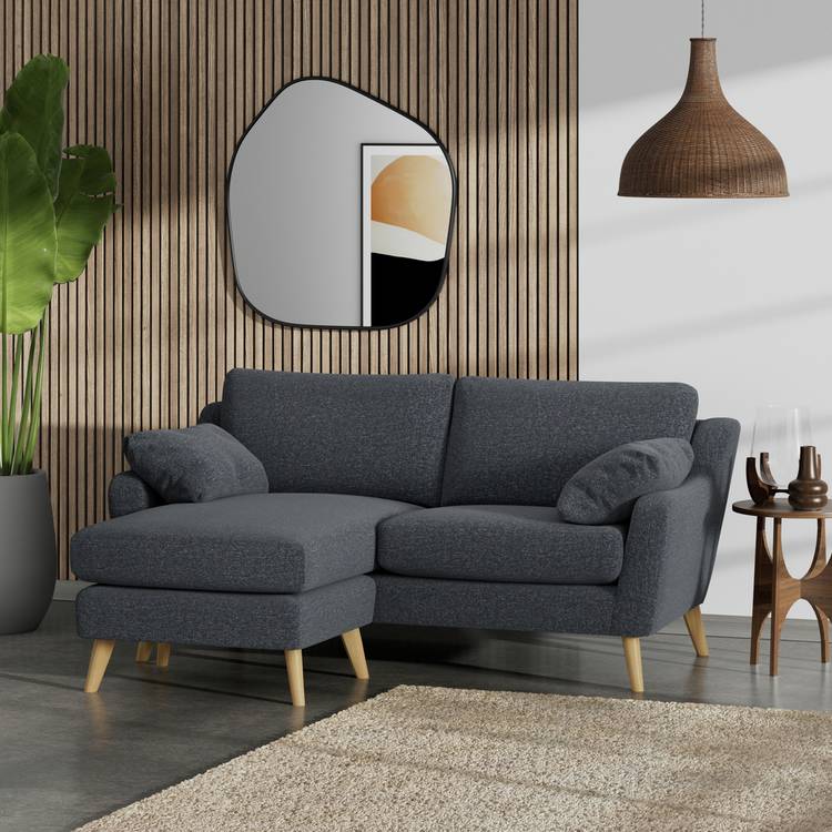 Habitat Ivor Left Hand Corner Sofa - Charcoal - Ash Leg 0