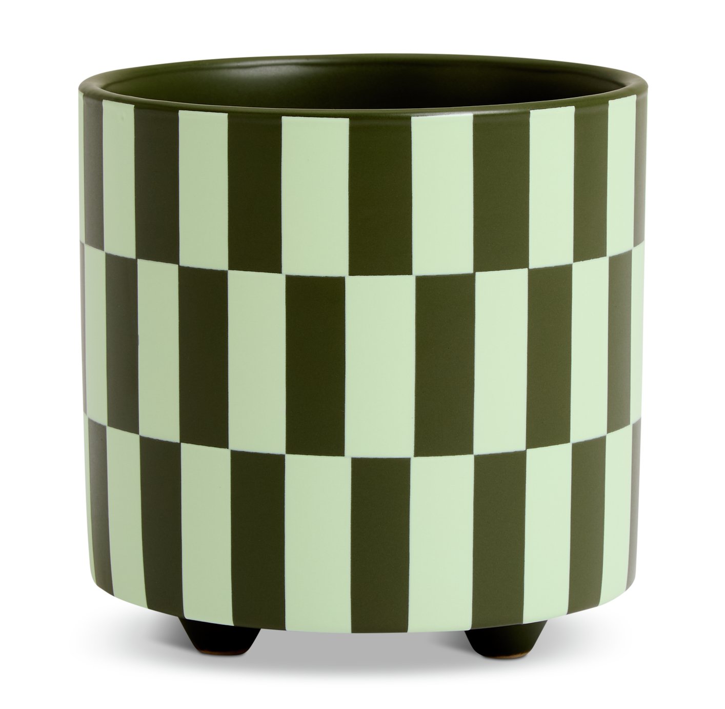 Habitat Checked Ceramic Footed Planter - Green