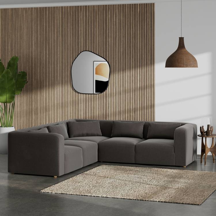 Habitat Lars Reversible Corner Sofa - Slate Grey - Ash Leg 0